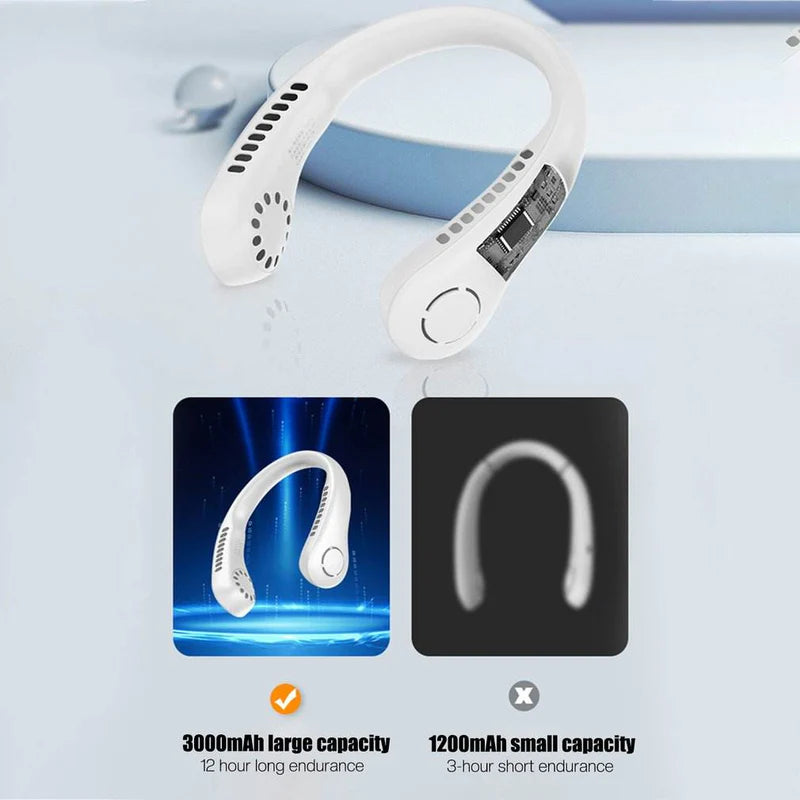 Premium Bladeless Neck Fan – 3000mAh Battery
